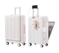 Gets Bagage à main approuvé par les compagnies aériennes, bagage à dos rigide de 50,8 cm avec porte-gobelet pour téléphone et chargeur USB, poche avant durable, pour homme et femme, blanc