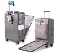 Gets Bagage à main approuvé par les compagnies aériennes, bagage à dos rigide de 50,8 cm + PC avec porte-gobelet pour téléphone et chargeur USB, poche avant durable pour homme et femme, gris, 24INCH