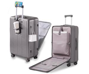 Gets Bagage à main approuvé par les compagnies aériennes, bagage à dos rigide de 50,8 cm + PC avec porte-gobelet pour téléphone et chargeur USB, poche avant durable pour homme et femme, gris, 20INCH