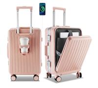 Gets Bagage à main avec cadre en aluminium de 50,8 cm - Valise rigide silencieuse à roulettes pivotantes avec approuvé par les compagnies aériennes TSA, port USB/Type-C, compartiment pour ordinateur