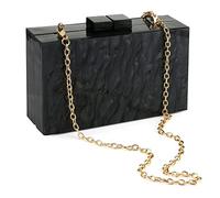 Gets Sac à main et sac à main en acrylique avec marbrure pour femme - Élégant banquet de soirée - Noir