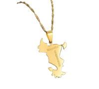 Getsona Carte De Mayotte Pendentif Colliers - Charme Cartes Ethniques Drapeau Pull Chaîne Colliers, Patriotique Hip Hop Bijoux Pour Femmes Hommes La Clavicule Cadeau Fête, Jaune, Chaî