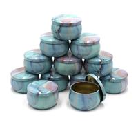 GETSTREE Boîtes à Bougies avec couvercles, 12 pièces, bocaux vides de 4oz, Kit Fabrication, étui Rangement for épices sèches et Bonbons(Blue)