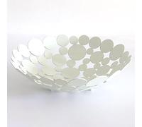 GETSTREE Plaque de Fruits décoratifs, Bol à Fruits Rond en métal for Table de Cuisine, Grand Support de Fruits for légumes, Pain, Bonbons et Plateaux de Fruits de Rangement ménagers pour(White)
