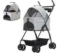 GETSTREE Poussette Pliable à 4 Roues for Animaux de Compagnie, for Chiens de Taille Moyenne et Petite, Chats jusqu'à 45 LB, poussettes Multifonctions avec Porte-gobelet Amovible(Gary)