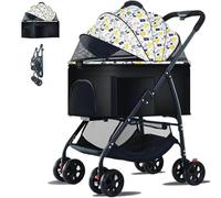 GETSTREE Poussette Pliable for Animaux de Compagnie à 4 Roues, Poussette for Chien, avec Support Amovible, Panier de Rangement, Maille Respirante et Visible(White)