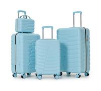 GettBetter Lot de 4 valises avec roue rotative et fermeture éclair SBS, valise de voyage rigide en polycarbonate avec serrure TSA, ensemble de valises légères, bleu ciel, 14in/20in/24in/28in, Bagages