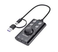 Gettimore Adaptateur USB vers audio 3,5 mm avec Surround virtuel 7.1, USB pour carte son avec contrôle du volume, ordinateur portable externe, ordinateur portable, ordinateur de bureau, noir