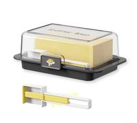 Gettimore Beurrier avec couvercle pour comptoir et étagère de porte de réfrigérateur, récipient hermétique, passe au micro-ondes (B)