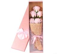 Gettimore Boîte à Savon Parfumé pour Femme avec 5 Roses Artificielles, Fleur Parfumée Huile Végétale Cadeau pour la Saint Valentin, Fête des Enseignants, Journée de la Femme