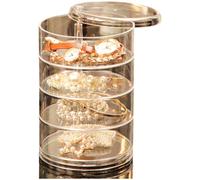 Gettimore Boîte de rangement à bijoux rotative à 360 degrés - Organisateur multicouche transparent pour accessoires de cheveux, outils de maquillage avec visibilité claire et design vertical peu