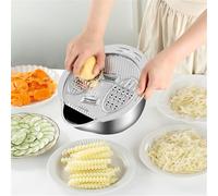 Gettimore Bol mélangeur en acier inoxydable avec passoire à riz et couvercle râpe multi-usage, argenté durable, 27 x 24,5 x 13,8 cm, outil de préparation de cuisine pour laver les légumes, égoutter le