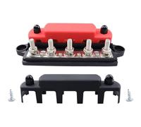 Gettimore Bornier de barre omnibus M6 à courant élevé 300 A avec fusible pour distribution d'énergie marine automobile, camping-car, nylon ignifuge et construction en acier inoxydable à 5 goujons