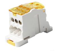 Gettimore Bornier de distribution de boîte de jonction d'alimentation 80 A-500 A Connecteur de rail DIN avec câblage visuel, guide en laiton étamé pour isolation ignifuge