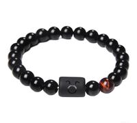 Gettimore Bracelet de perles en onyx pour homme - 19 cm - Élastique | Perles en onyx, 12 pour signes du zodiaque, coupe élastique, longueur 19 cm, unisexe, tenue décontractée