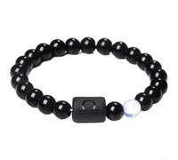 Gettimore Bracelet de perles en onyx pour homme - 19 cm - Élastique | Perles en onyx, 12 pour signes du zodiaque, coupe élastique, longueur 19 cm, unisexe, tenue décontractée