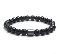 Gettimore Bracelet en pierre volcanique 8 mm unisexe pour pierre volcanique | Texture roche volcanique, finition mate pour une finition noire, pierre naturelle, sensation confortable au poignet
