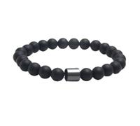 Gettimore Bracelet en pierre volcanique 8 mm unisexe pour pierre volcanique | Texture roche volcanique, finition mate pour une finition noire, pierre naturelle, sensation confortable au poignet