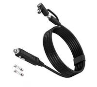 Gettimore Câble de charge de voiture 2 m 14 AWG double cœur en cuivre sans oxygène avec fusible 15 A pour appareils 12 V-24 V, prise coudée DC8020