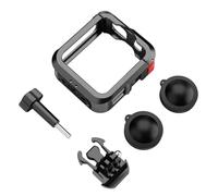 Gettimore Cage de caméra en alliage d'aluminium pour GoPro MAX 2 avec couvercle d'objectif en silicone, boîtier de protection léger avec plusieurs options de montage, compatible avec caméra d'action