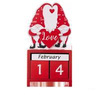 Gettimore Calendrier de Saint-Valentin en bois avec motif de nain pour bureau, décoration d'intérieur sincère pour la saison de l'amour