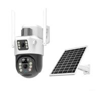 Gettimore Caméra de sécurité extérieure sans fil 4 MP à double objectif 4G PTZ Système de vidéosurveillance couleur pour vision nocturne suivi intelligent IP66 pour la maison et le travail (caméra 4G)
