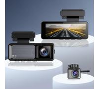 Gettimore Caméra embarquée 4K Ultra HD double enregistrement avec écran IPS 3,2", grand angle 170° avant et arrière 140°, contrôle par application pour iOS et Android