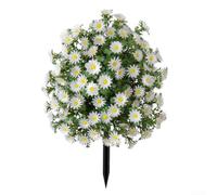 Gettimore Clous de sol en forme de marguerite artificielle de 58,4 cm pour décoration de jardin en extérieur, plantes chrysanthèmes en plastique blanc/vert avec piquet profond pour sol ou gravier