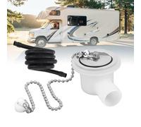 Gettimore Connecteur de vidange d'évier de camping-car avec tuyau de 2 m - Adaptateur à angle droit ABS et acier inoxydable pour une installation étanche