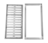 Gettimore Couvercle de drainage rectangulaire en acier inoxydable avec cadre 200 x 300 mm - Grille extérieure antidérapante à double lattes pour terrasse, jardin, allée (200 x 400 x 20 x 2 mm)