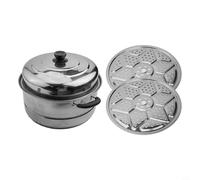 Gettimore Cuiseur vapeur 2 étages en acier inoxydable pour cuisinière à induction et gaz, diamètre 26/28/30 cm avec 2 plaques de cuisson à la vapeur, argent