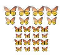 Gettimore Décorations papillon monarque pour la maison, la fête et la chambre - 24 pièces en plastique orange avec 4 tailles, ailes flexibles