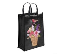 Gettimore Diamond Art Sac fourre-tout en toile Oxford pliable réutilisable Noir