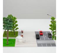 Gettimore Diorama Parking de voiture à l'échelle 1/64 avec lumières LED, route et arbres, modèle d'affichage de scène de ville pour collectionneurs et amateurs, 30 cm x 19 cm