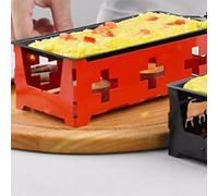 Gettimore Ensemble de bougie chauffante portable en acier au carbone avec plaque de cuisson antiadhésive et spatule pour intérieur et extérieur Noir/rouge 18,5 x 6 x 9 cm