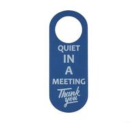 Gettimore Étiquettes de porte d'hôtel en cuir PU avec inscription « Do Not Disturb Please Welcome Knock » - Double face - 22,5 x 8,5 cm - Bleu silencieux dans une réunion