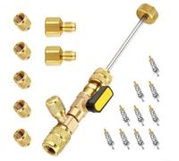 Gettimore Extracteur de noyau de valve de climatisation en laiton compatible avec R22 R134 R410 R32 pour double taille 1/4 5/16 pouces, pas de temps d'arrêt nécessaire