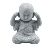 Gettimore Figurine de moine Bouddha en résine de grès, petite statue de jardin avec thème « See No Evil », décoration de pelouse résistante aux intempéries, 4 x 5 x 6 cm (D)