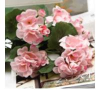 Gettimore Fleurs artificielles en soie pour décoration de maison, mariage, 36 cm, fleurs de géranium rouge et rose, 5 branches, arrangement floral en fil de fer en plastique