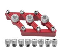 Gettimore Gabarit de cheville auto-centrant pour le travail du bois, localisateur de trou de poche en alliage d'aluminium avec manchons de perçage de 3 à 10 mm, rouge