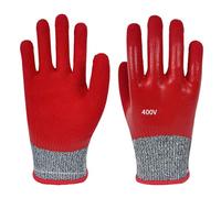 Gettimore Gants isolants 400 V EPI pour travaux électriques, résistance à la tension de paume de 0,6 kV, isolation complète à 360 °, anti-choc électrique, matériau en caoutchouc importé, manchette
