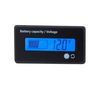 Gettimore GY-6D Voltmètre à écran LCD - Testeur de capacité de batterie au lithium acide, plage de fonctionnement 6-63 V, étanche pour film PVC, avec fixation à boucle, noir + bleu