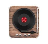 Gettimore Haut-parleur sans fil rétro avec FM et 50, son HiFi stéréo avec design rotatif en vinyle, entrée AUX/TF, technologie de tuner DAB, pour décoration d'intérieur, noir