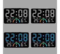 Gettimore Horloge électronique LED avec affichage de la température et de l'humidité, grand écran, heure, date, alarme pour la maison et le bureau