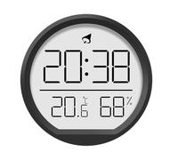 Gettimore Horloge thermohygromètre numérique avec affichage de l'heure, de la température et de l'humidité, plastique + verre organique, pour cuisine, intérieur, intérieur, avec support et ventouse