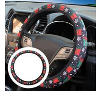 Gettimore Housse de volant de voiture pour 38 cm de diamètre, motif de Noël, matériau en néoprène élastique avec ajustement sûr, aucun anneau intérieur nécessaire, compatible avec la plupart des