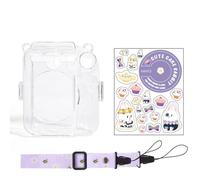 Gettimore Housse transparente pour appareil photo Instax Mini 12, étui de rangement PC avec bandoulière, étui de protection pour appareil photo instantané Fujifilm, violet