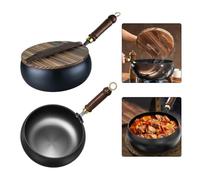 Gettimore Iron Wok Grande poêle à frire en acier au carbone forgé à la main avec parois épaisses Base lourde pour un chauffage uniforme Cuisine polyvalente Cuisson lente à haute température Compatible