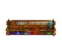 Gettimore IV27 VFD Horloge de bureau avec rétroéclairage RVB, WiFi pour l'heure automatique, affichage de la température et de l'humidité, télécommande argentée