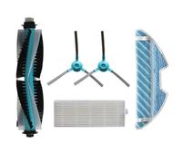 Gettimore Kit brosse latérale et filtre de rechange pour robot Cecotec Conga 1290 1390 1490 1590 1590, 5 pièces avec brosse principale, filtre HEPA, serpillère et paire de brosses latérales, bleu